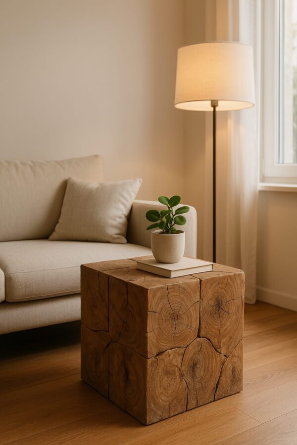 Solid Reclaimed Cube Wood Table